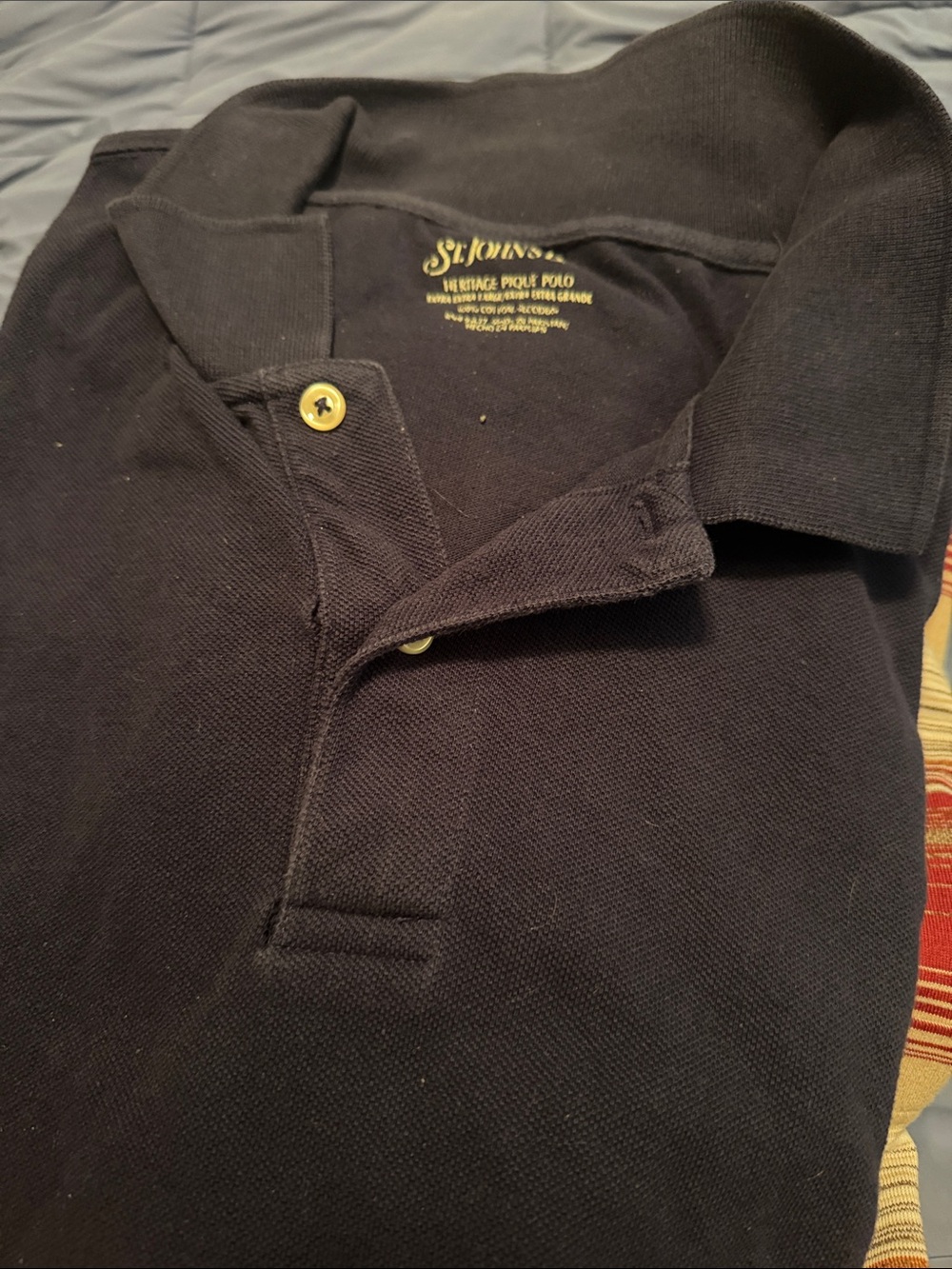 St. John's Bay Men’s Black Pique Polo with Contrast Buttons